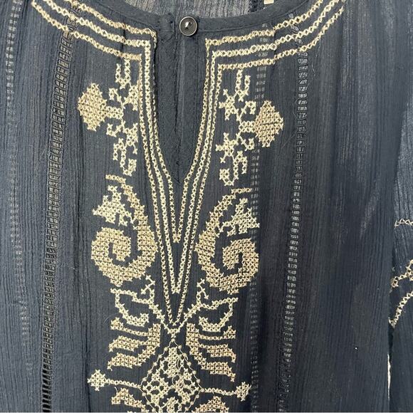 Anthropologie Monoreno Cross-Stiched Tunic, Boho, festival, Hippie Blue/White, M - Picture 9 of 10